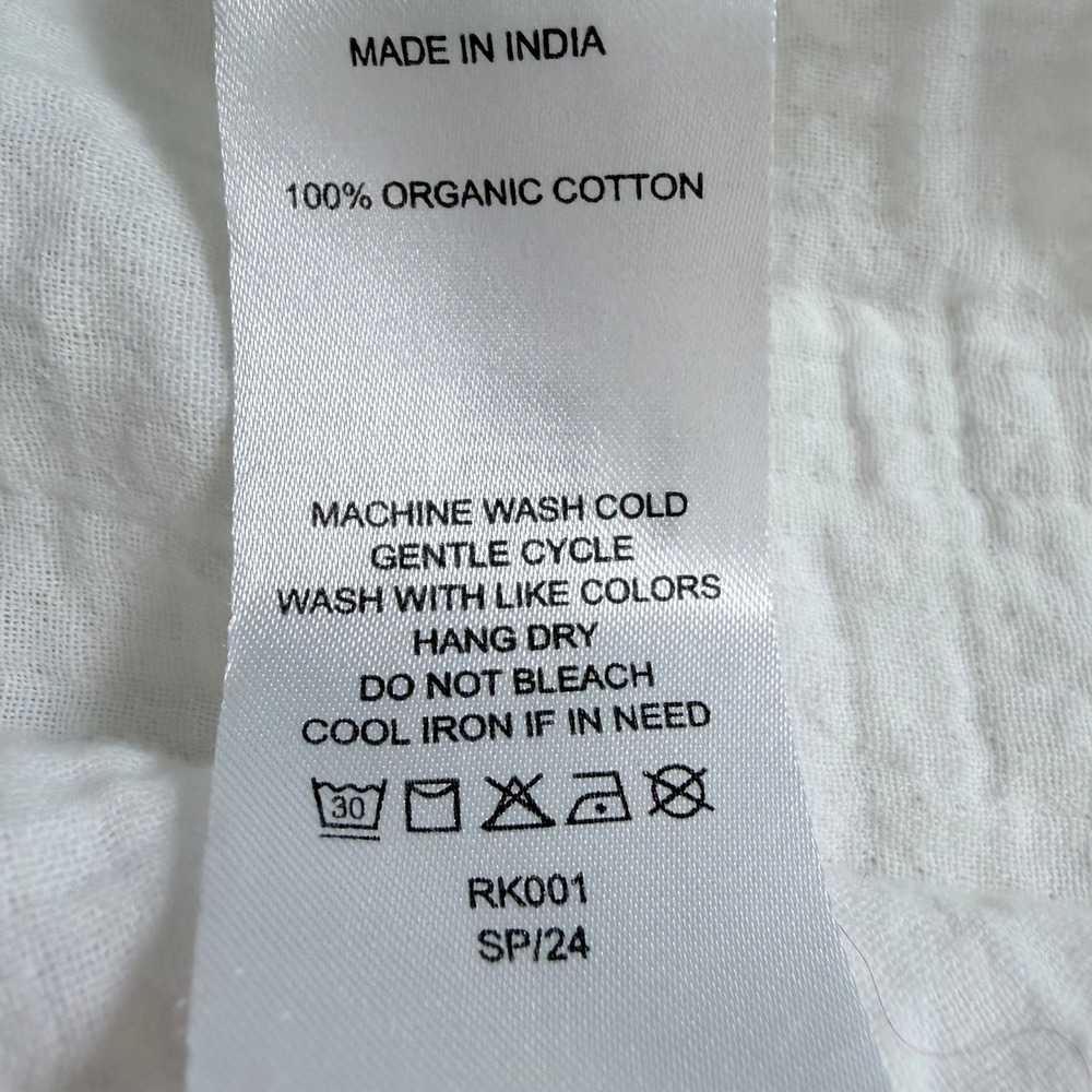 Quince White 100% Organic Cotton Gauze Long Sleeve Button Down Shirt Small - Picture 8 of 10